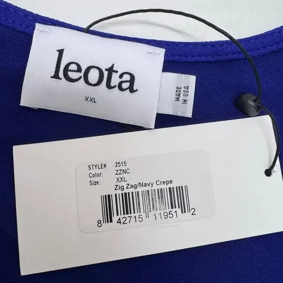 NWT Leota Women's Blue Zig Zag Navy Crepe A-Line Stretchy Dress sz XXL Casual - Picture 6 of 8